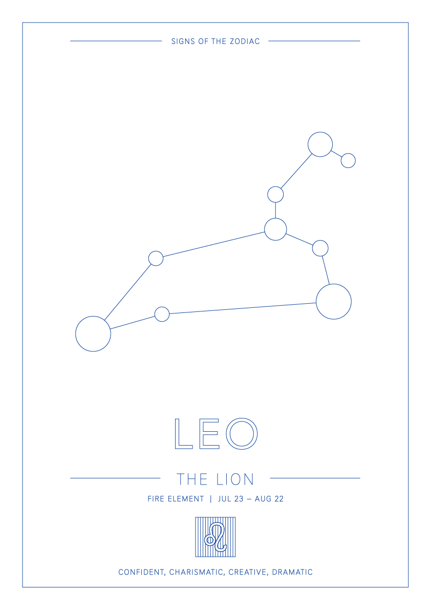 Leo Zodiac Constellation - Astrology Art