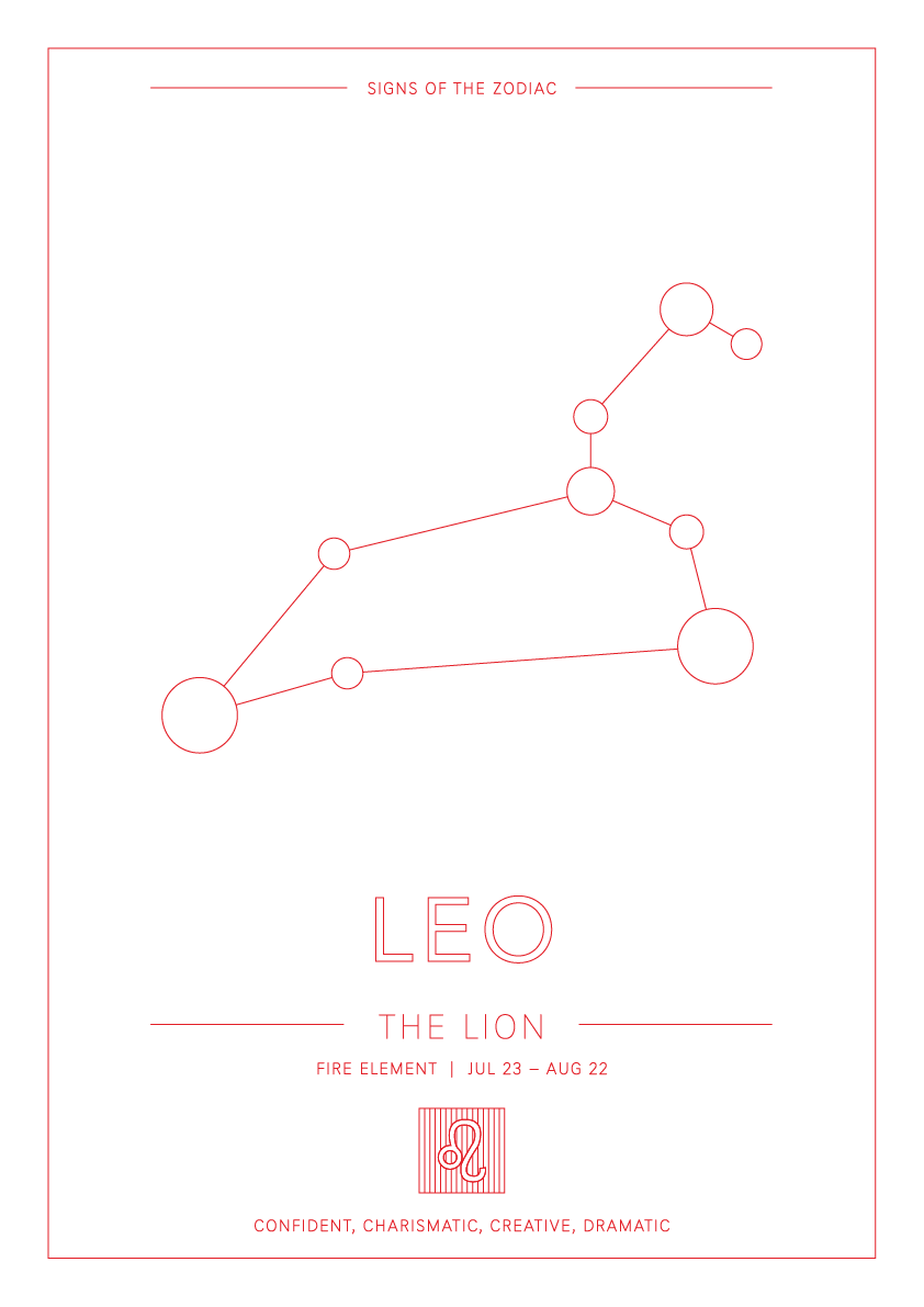 Leo Zodiac Constellation - Astrology Art