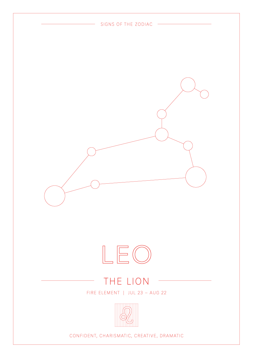 Leo Zodiac Constellation - Astrology Art