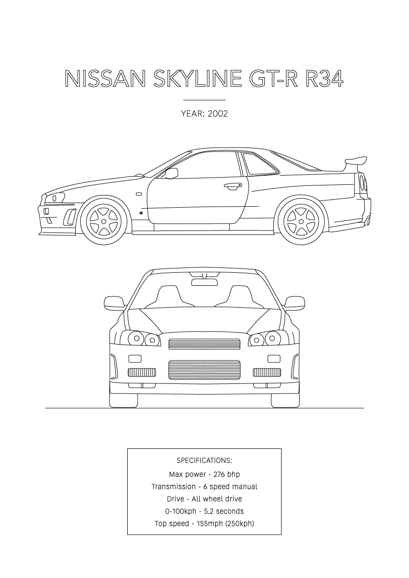 Nissan Skyline GT-R R34 - Car Art