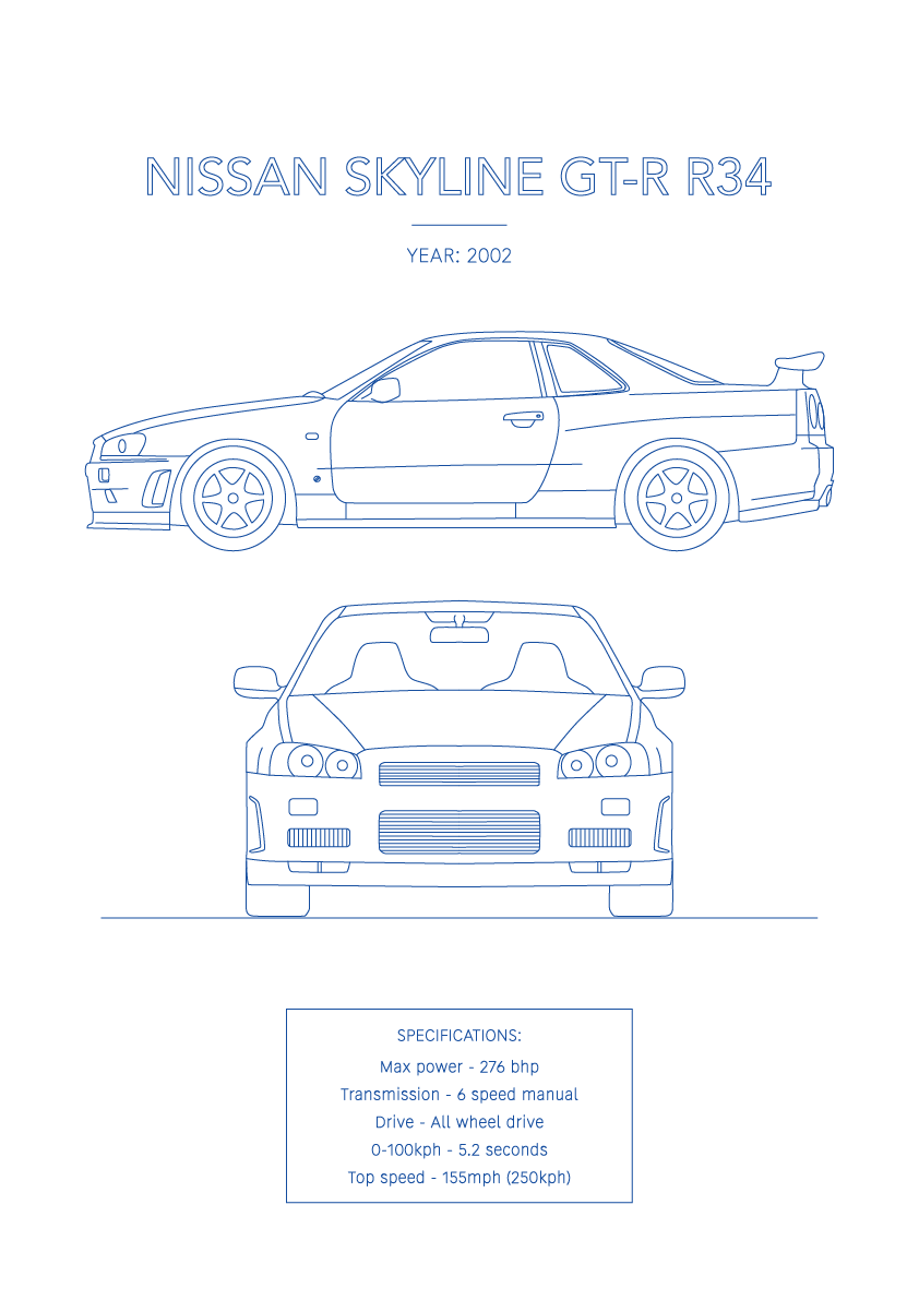 Nissan Skyline GT-R R34 - Car Art