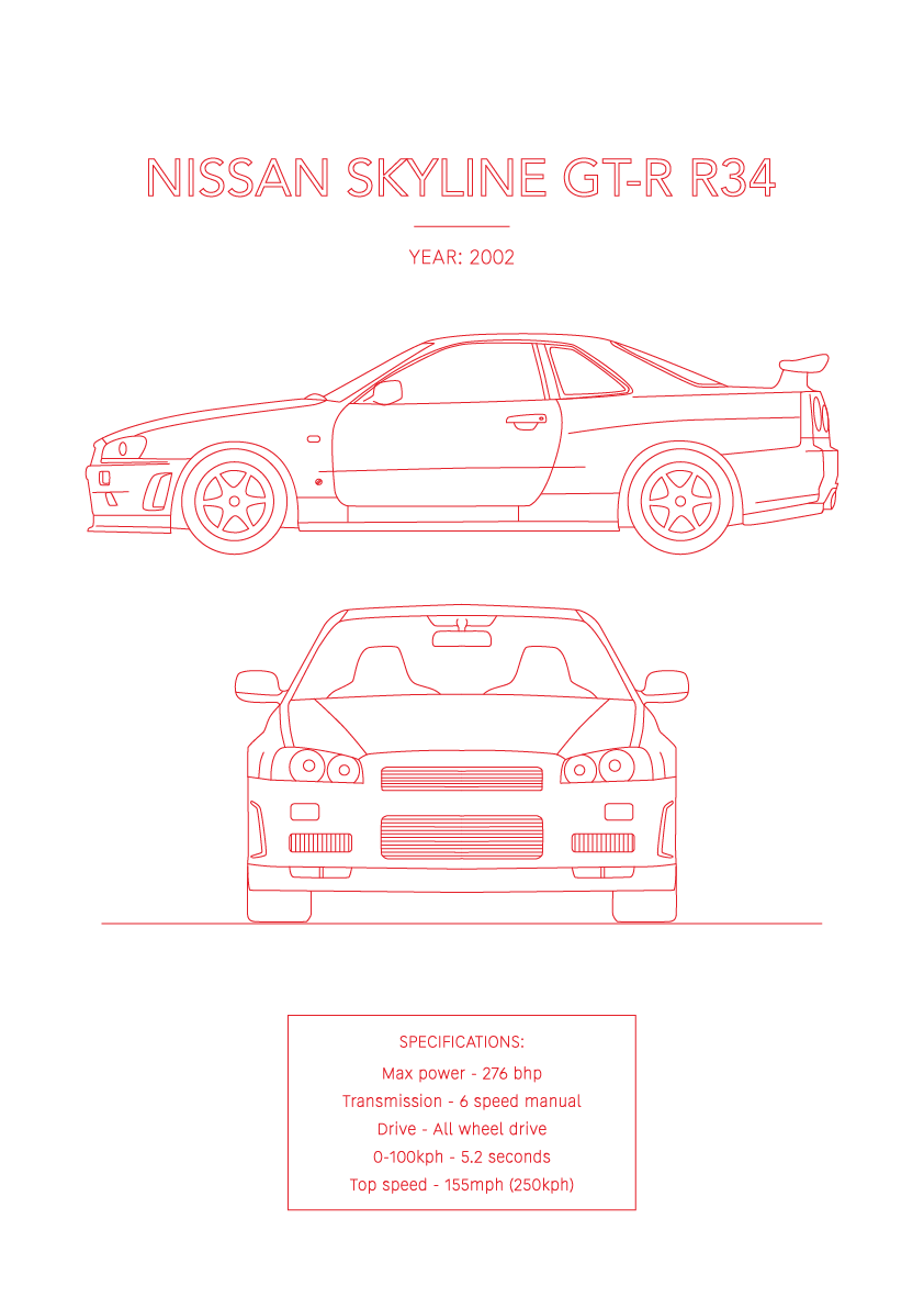 Nissan Skyline GT-R R34 - Car Art