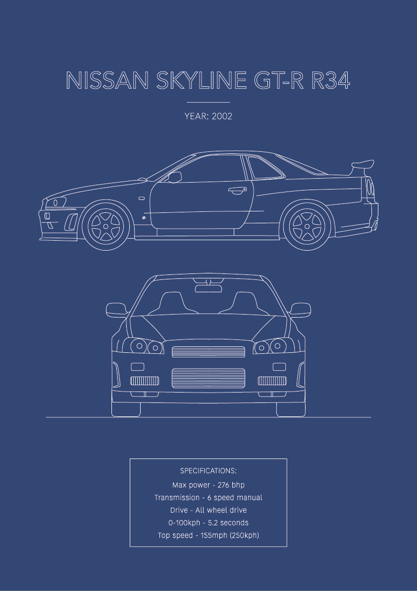 Nissan Skyline GT-R R34 - Car Art