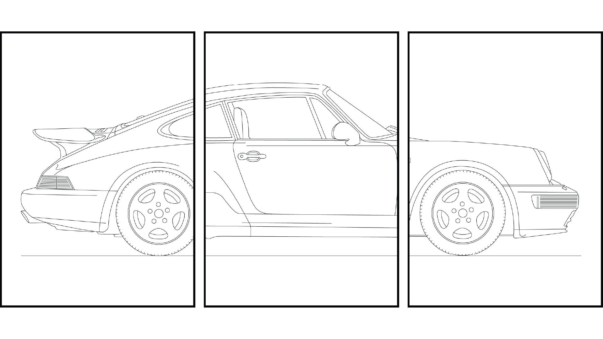 Porche 911 Triptych - Car Art