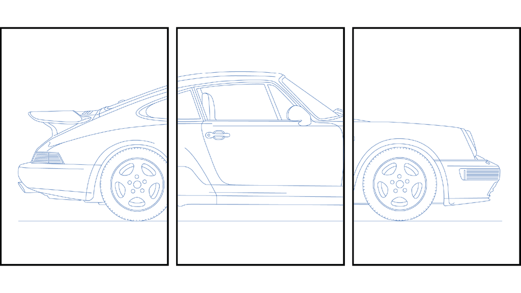 Porche 911 Triptych - Car Art