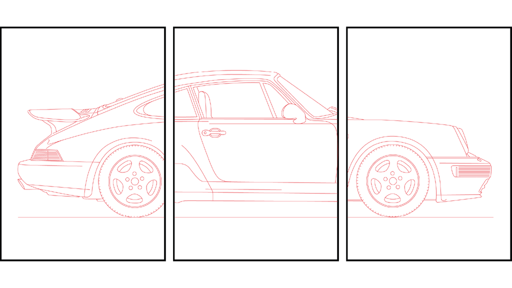Porche 911 Triptych - Car Art