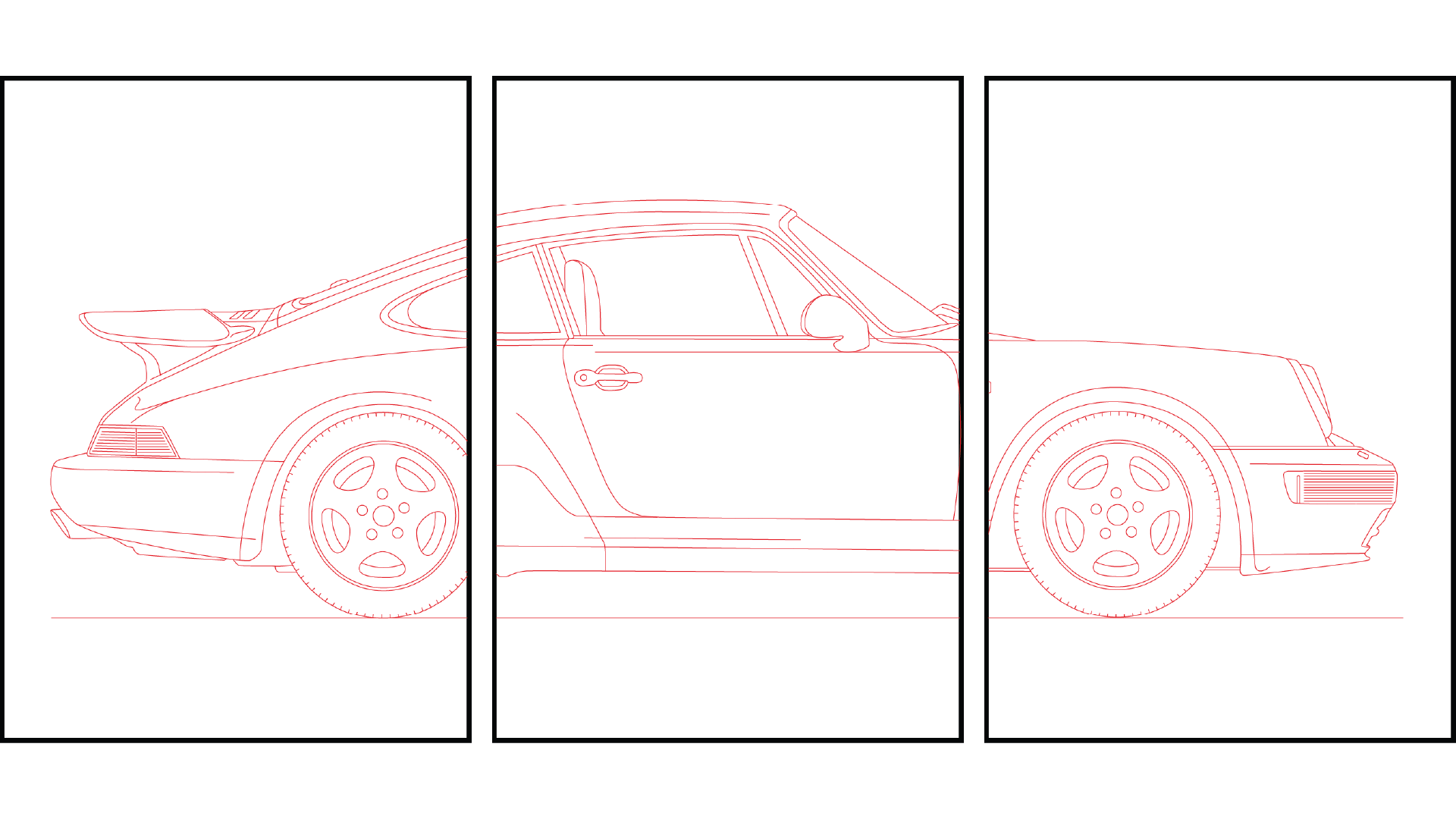 Porche 911 Triptych - Car Art