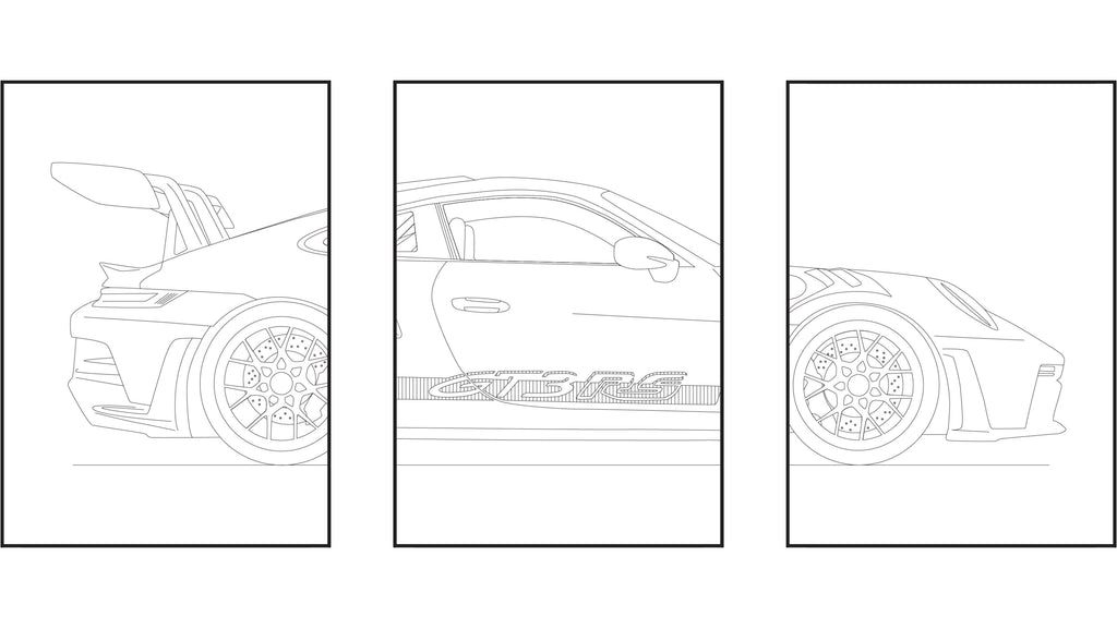 Porsche 911 GT3 RS Triptych - Car Art
