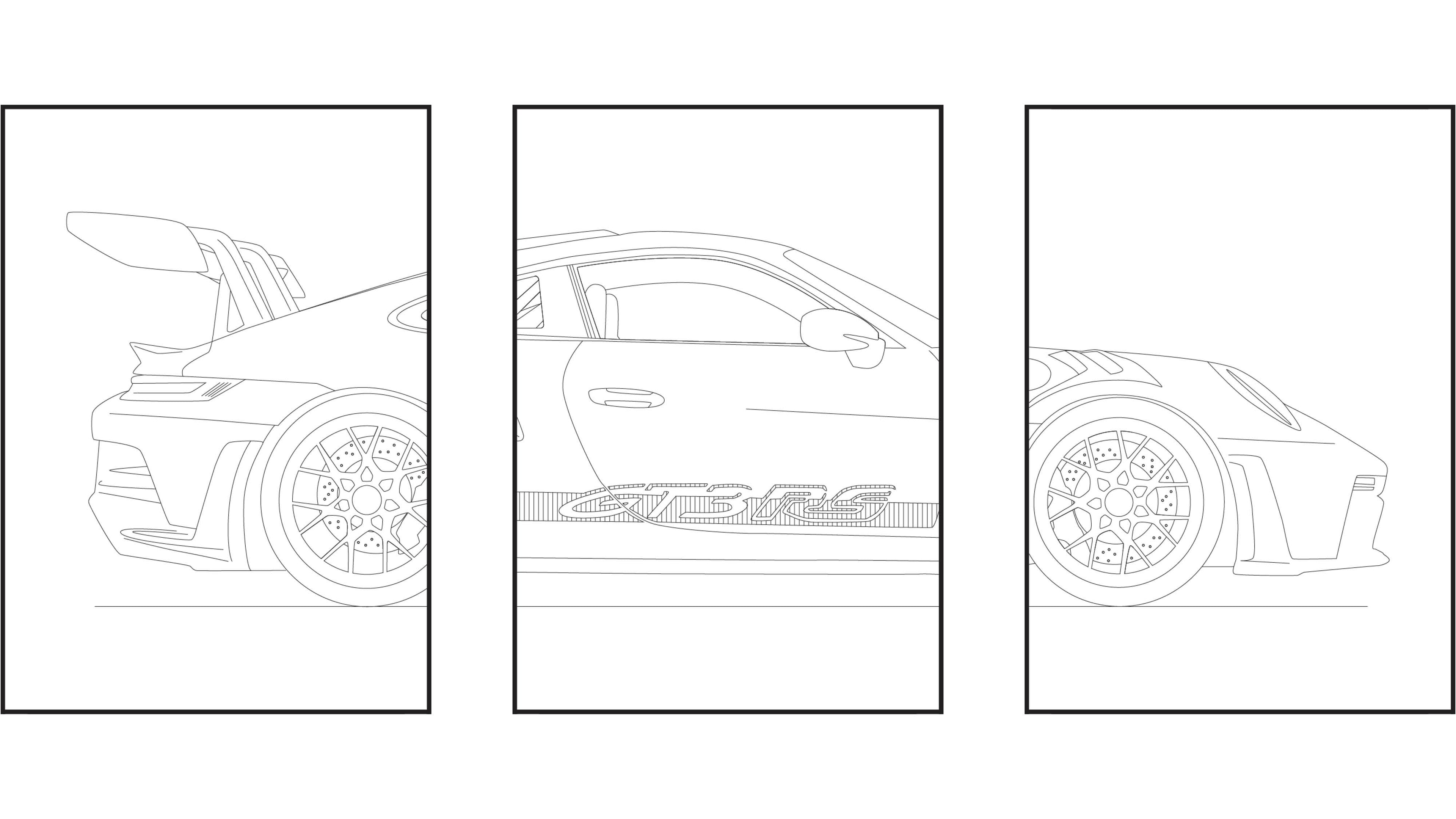 Porsche 911 GT3 RS Triptych - Car Art