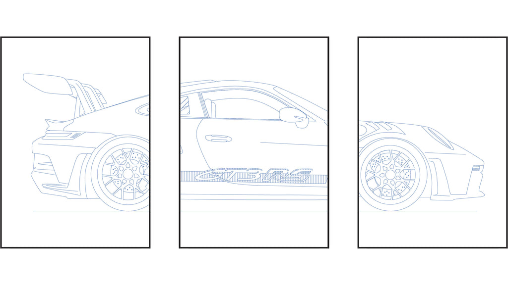 Porsche 911 GT3 RS Triptych - Car Art