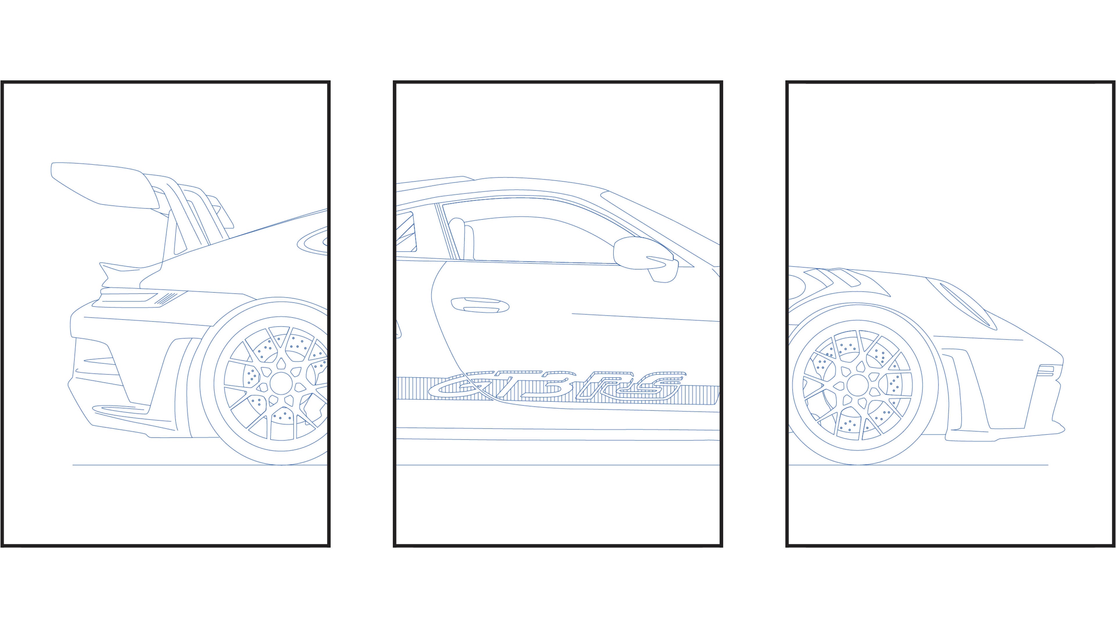 Porsche 911 GT3 RS Triptych - Car Art