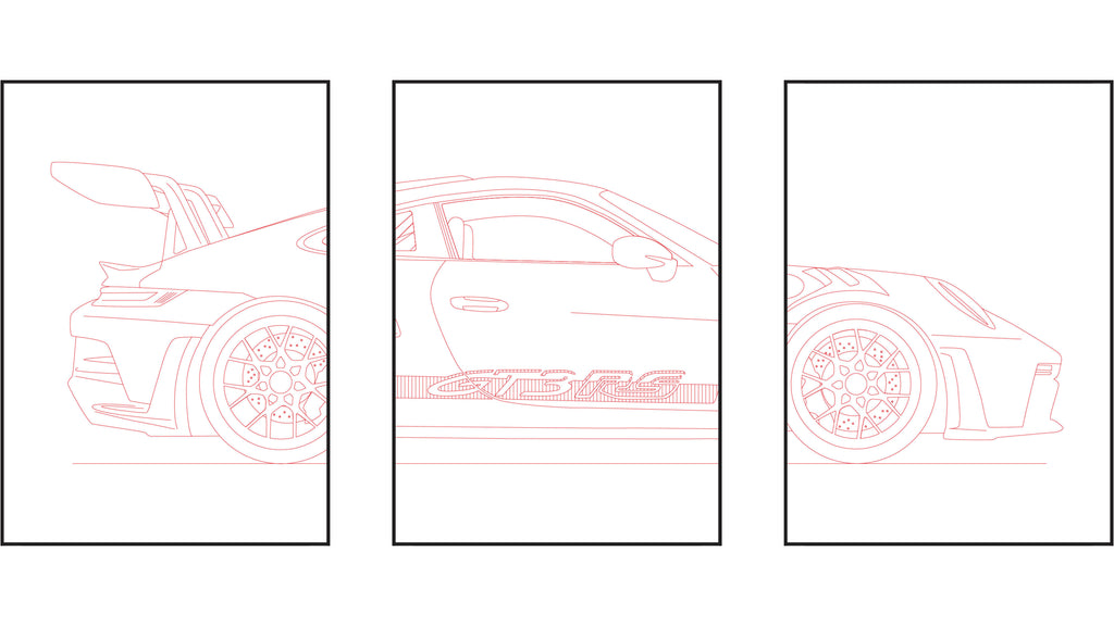 Porsche 911 GT3 RS Triptych - Car Art