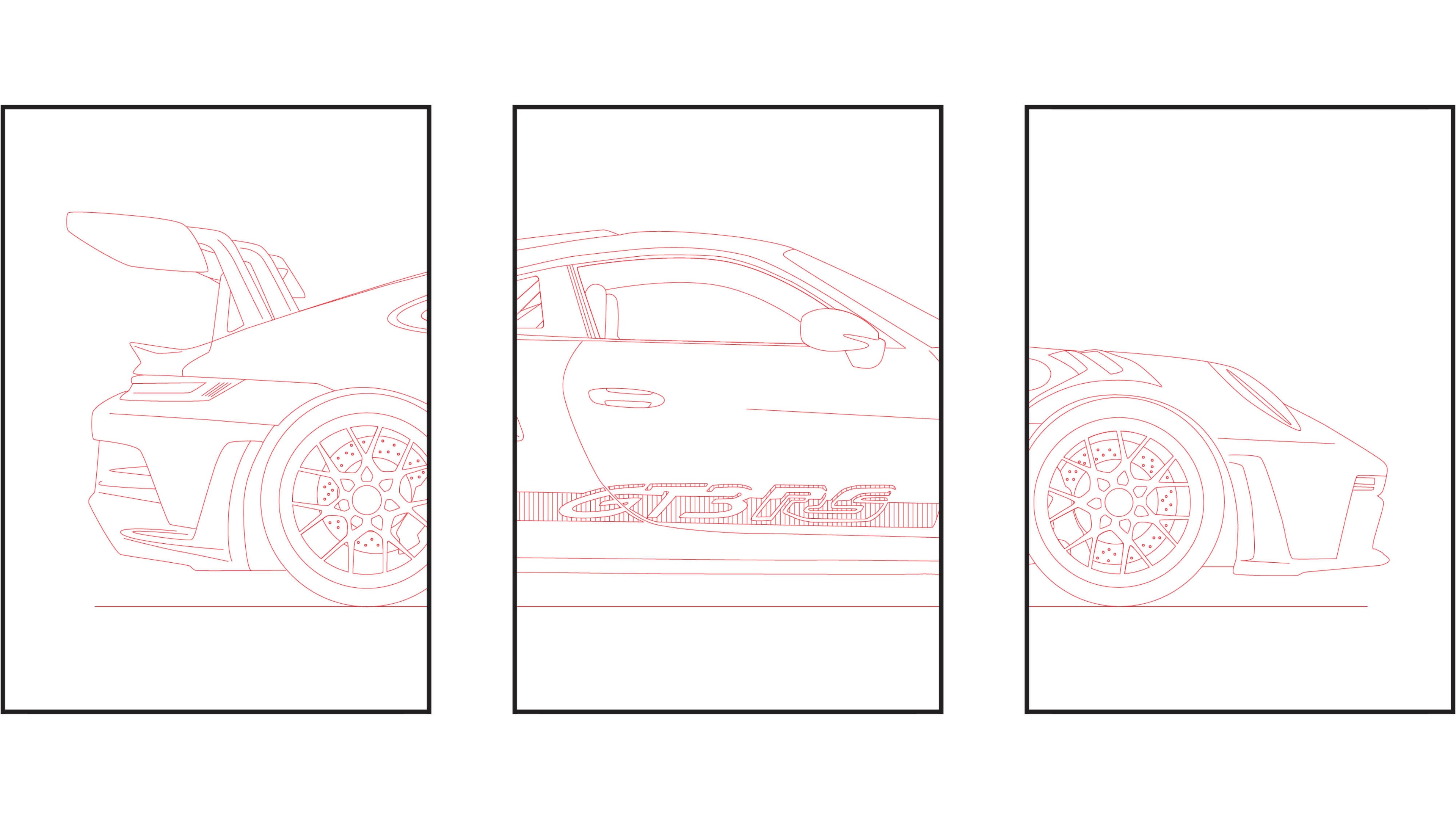 Porsche 911 GT3 RS Triptych - Car Art