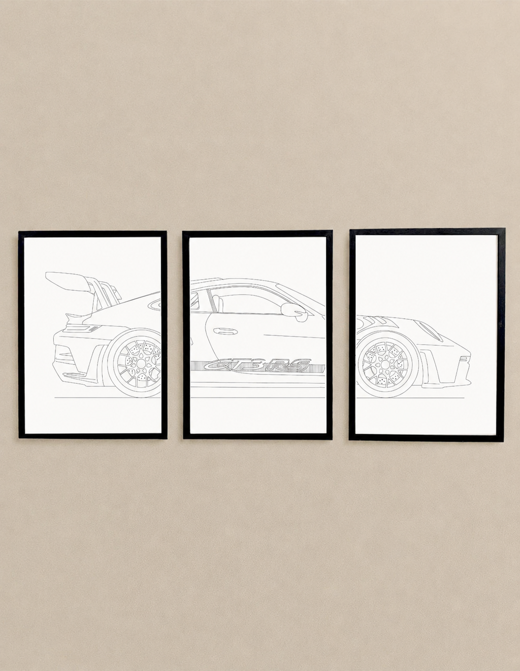 Porsche 911 GT3 RS Triptych - Car Art