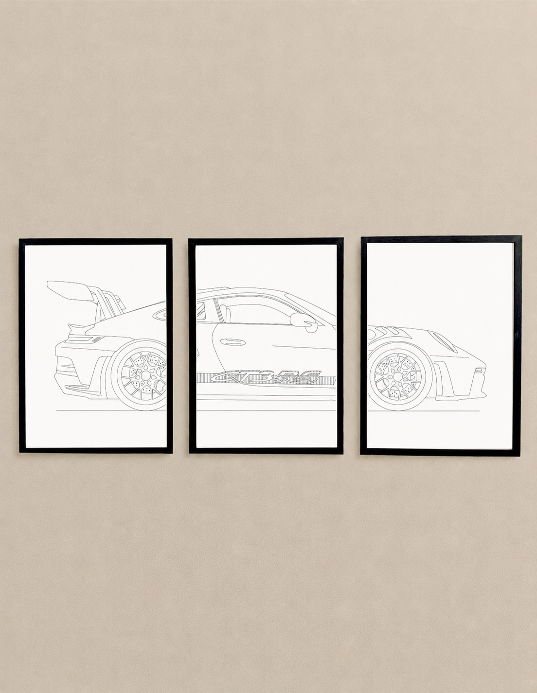 Porsche 911 GT3 RS Triptych - Car Art