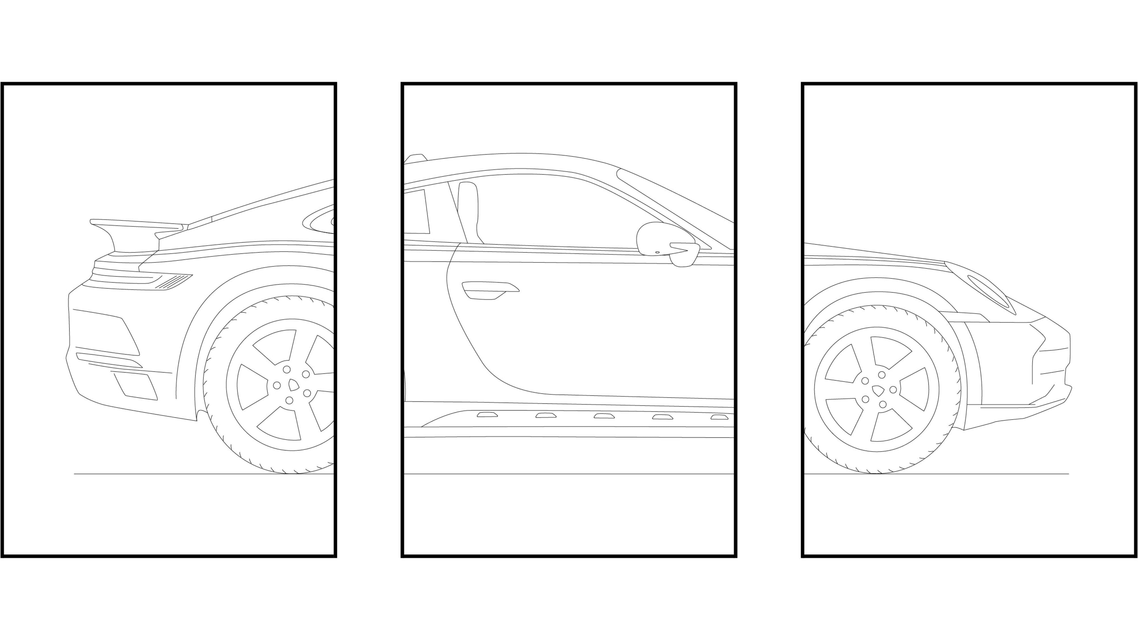 Porsche 911 Dakar triptych - Car Art