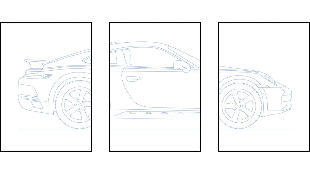Porsche 911 Dakar triptych - Car Art