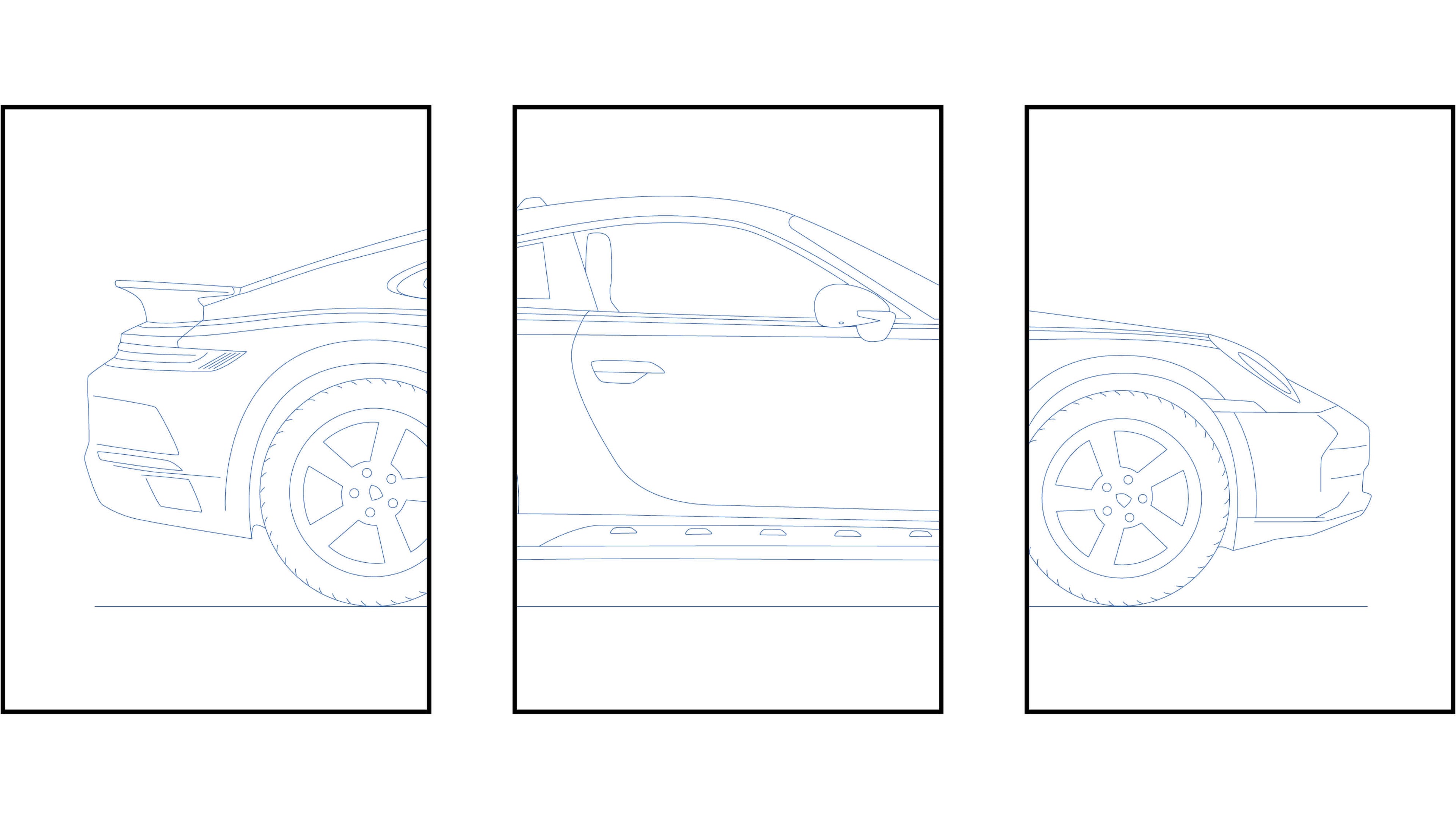 Porsche 911 Dakar triptych - Car Art