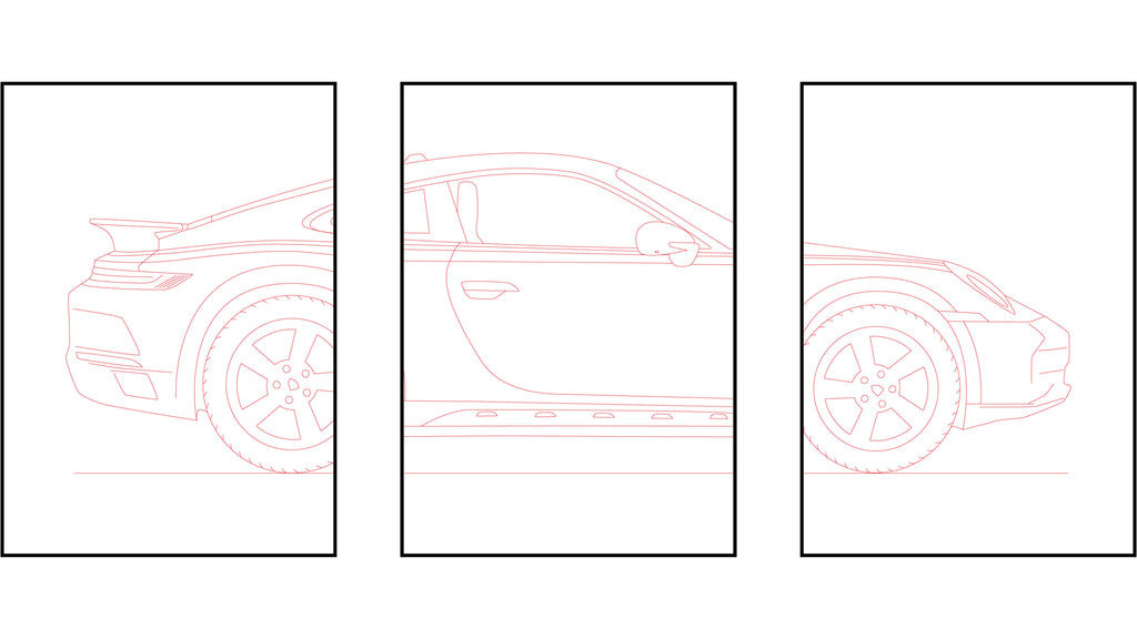Porsche 911 Dakar triptych - Car Art