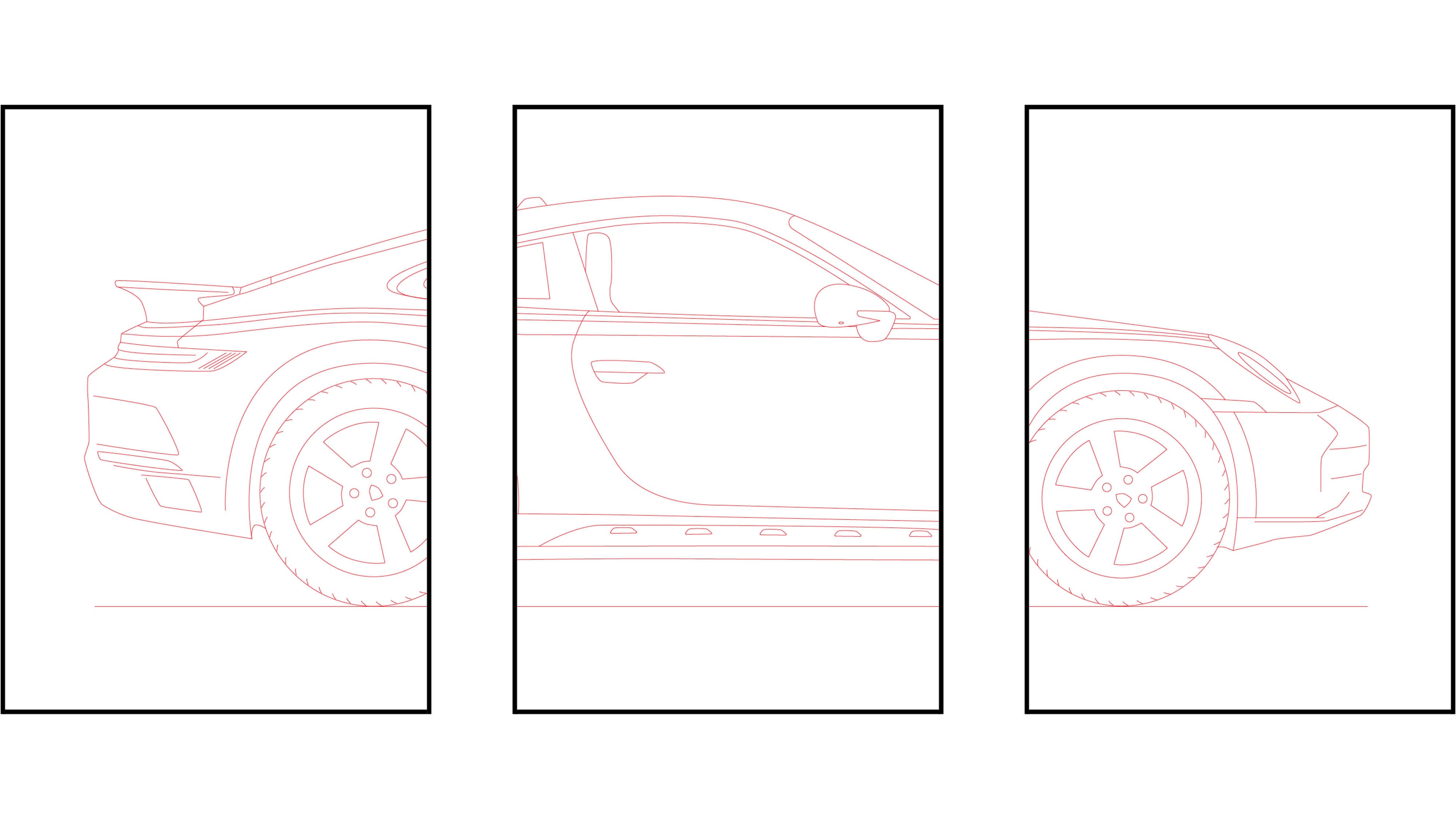 Porsche 911 Dakar triptych - Car Art