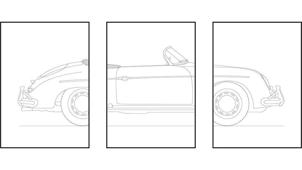 Porsche 356 Speedster Triptych - Car Art