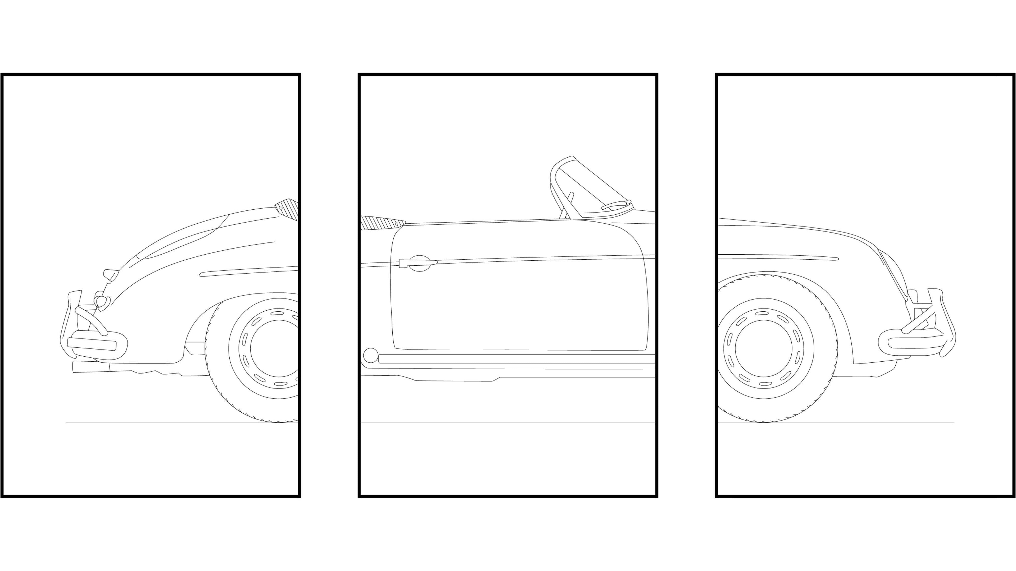 Porsche 356 Speedster Triptych - Car Art