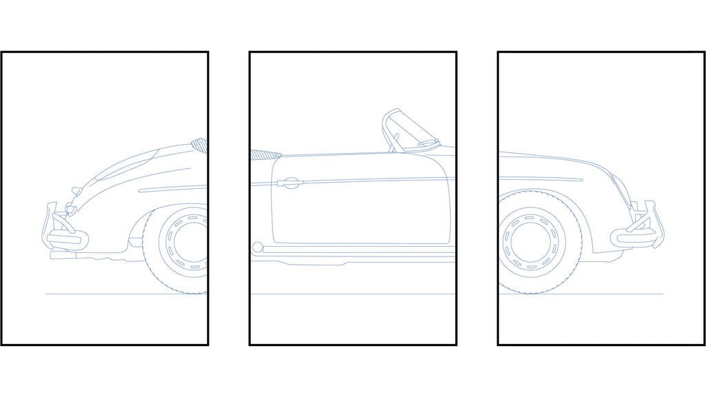 Porsche 356 Speedster Triptych - Car Art