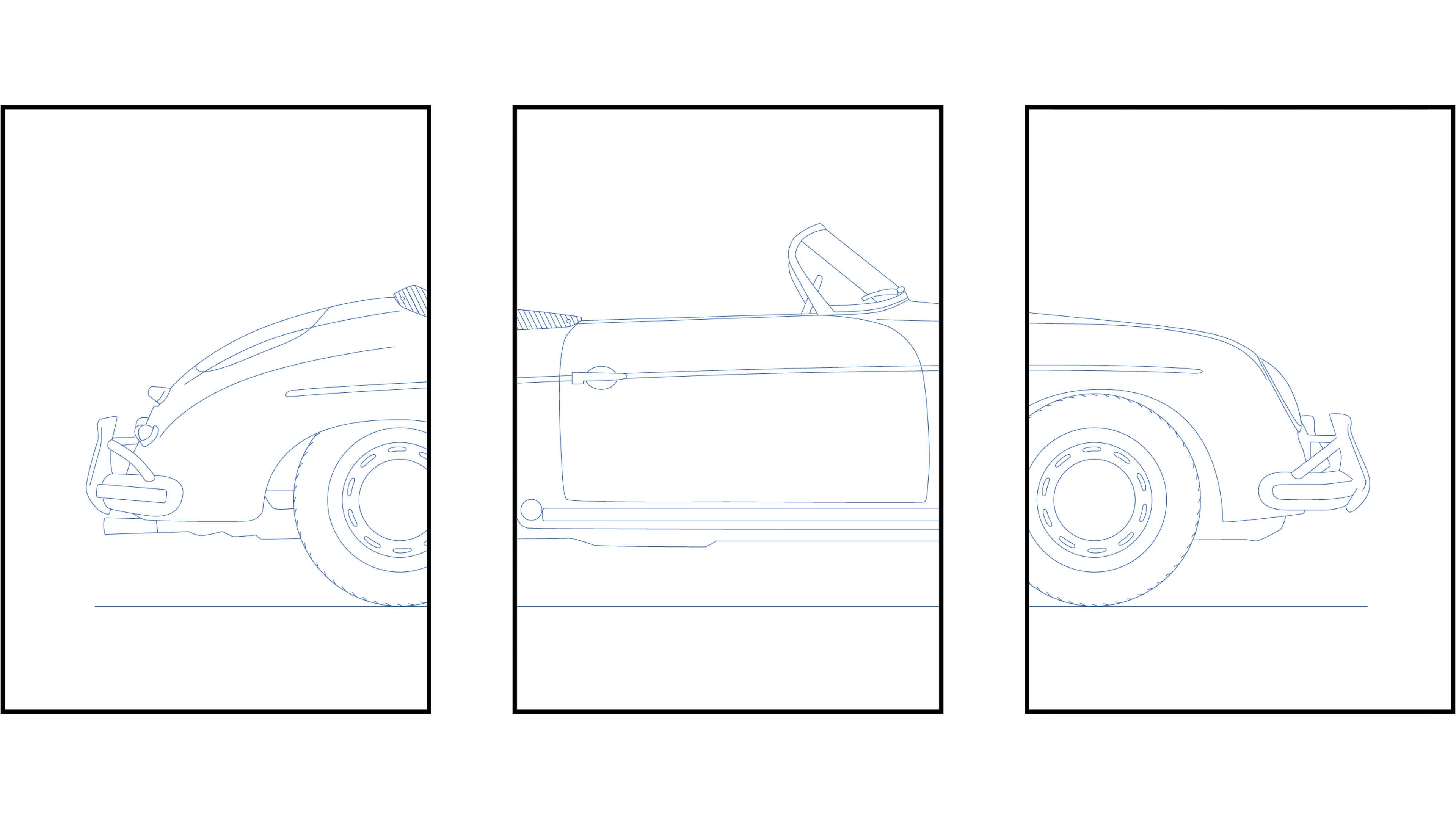 Porsche 356 Speedster Triptych - Car Art