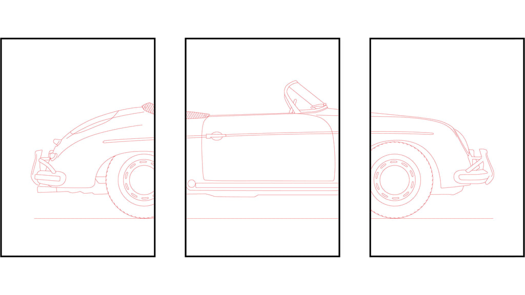 Porsche 356 Speedster Triptych - Car Art