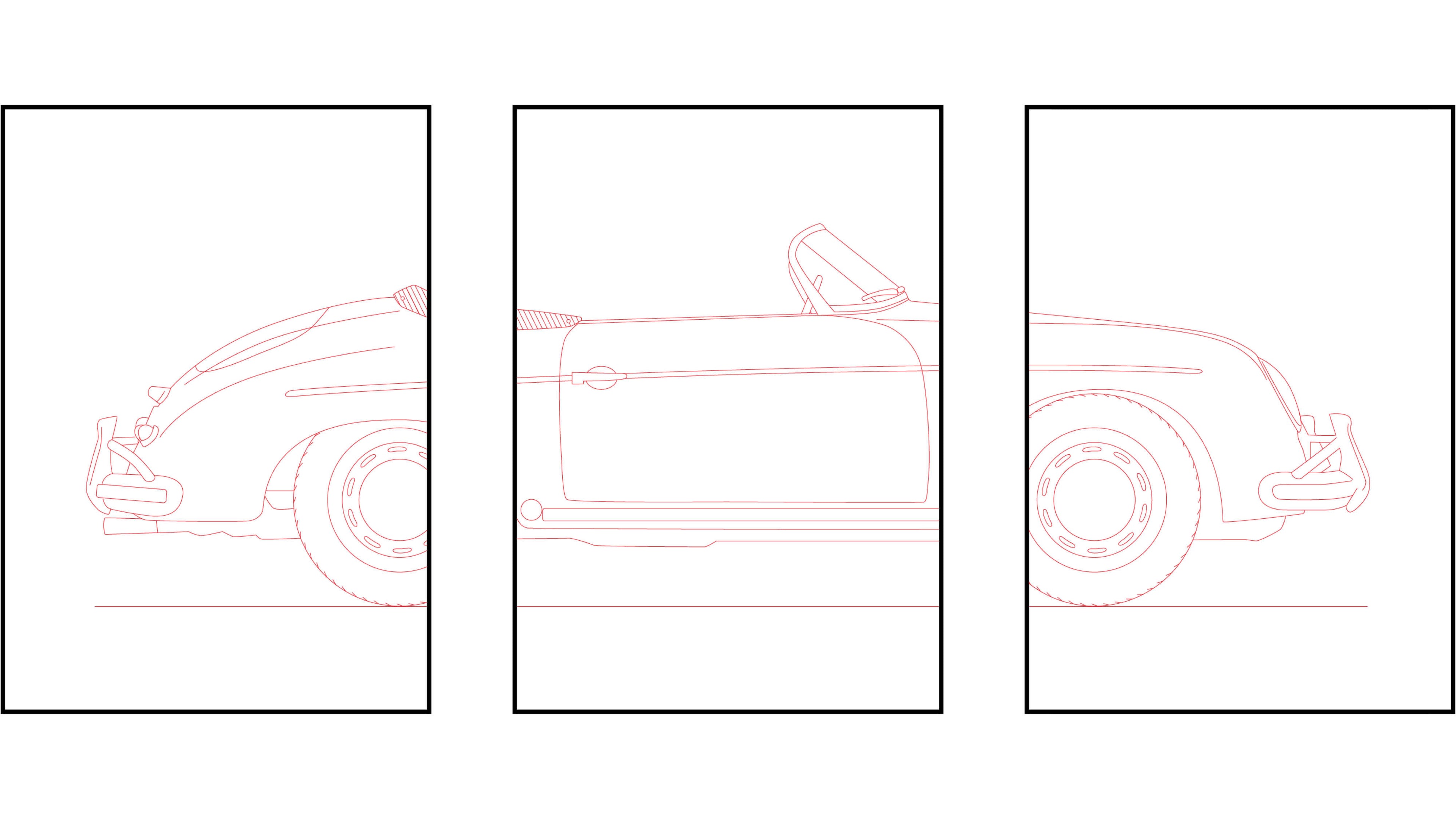 Porsche 356 Speedster Triptych - Car Art