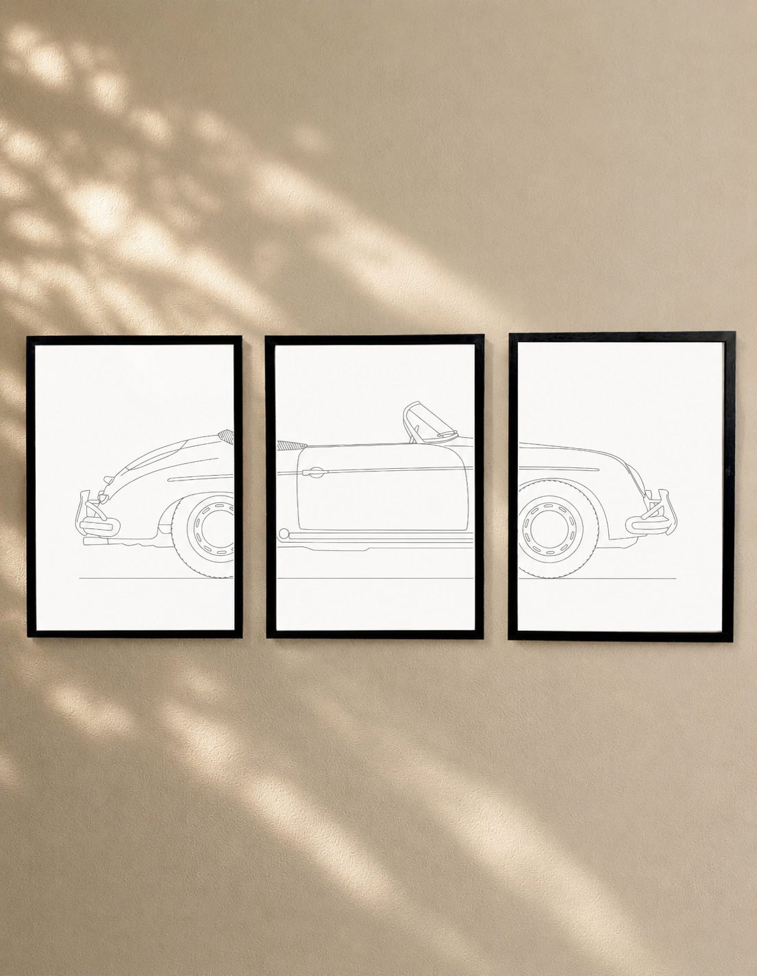 Porsche 356 Speedster Triptych - Car Art