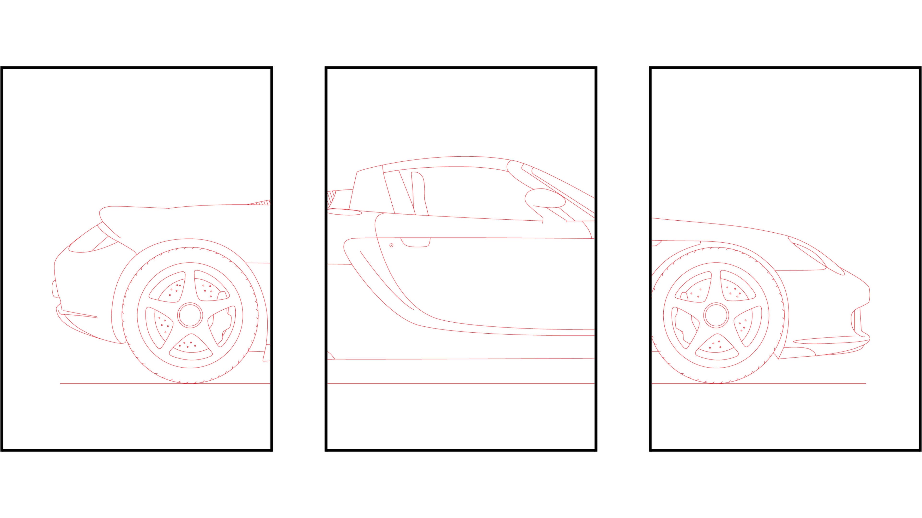 Porsche Carrera GT Triptych - Car Art