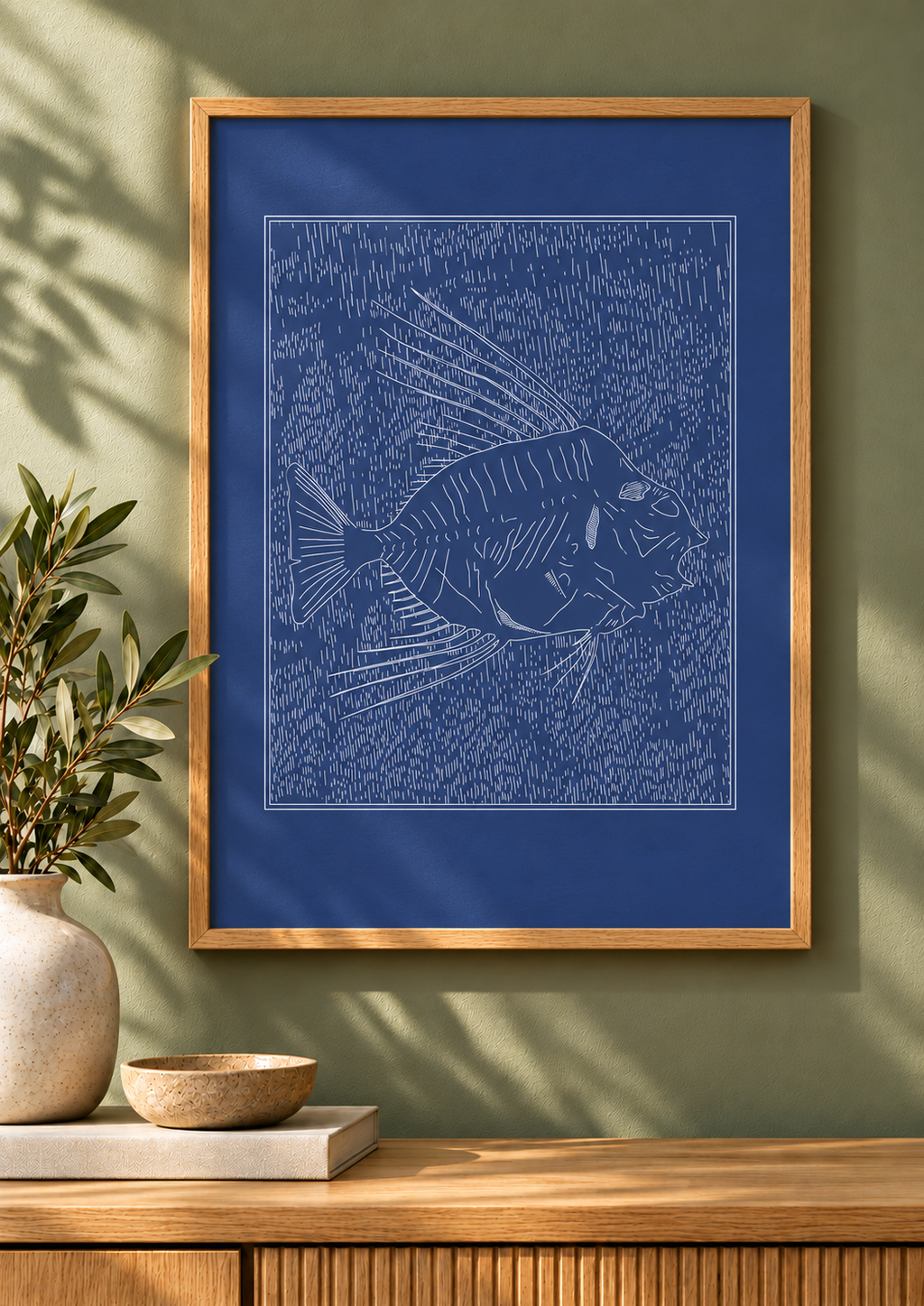 Fossilised Fish - Natural History Art