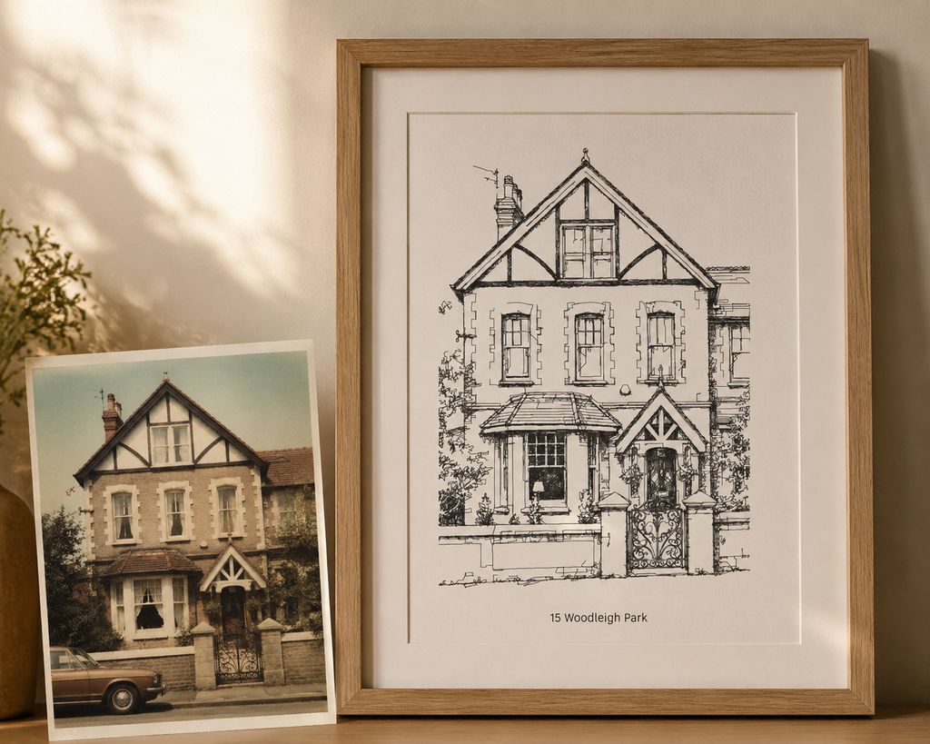 Personalised House Portrait | Bespoke Pen Plotted Artwork from Your Photo - A3